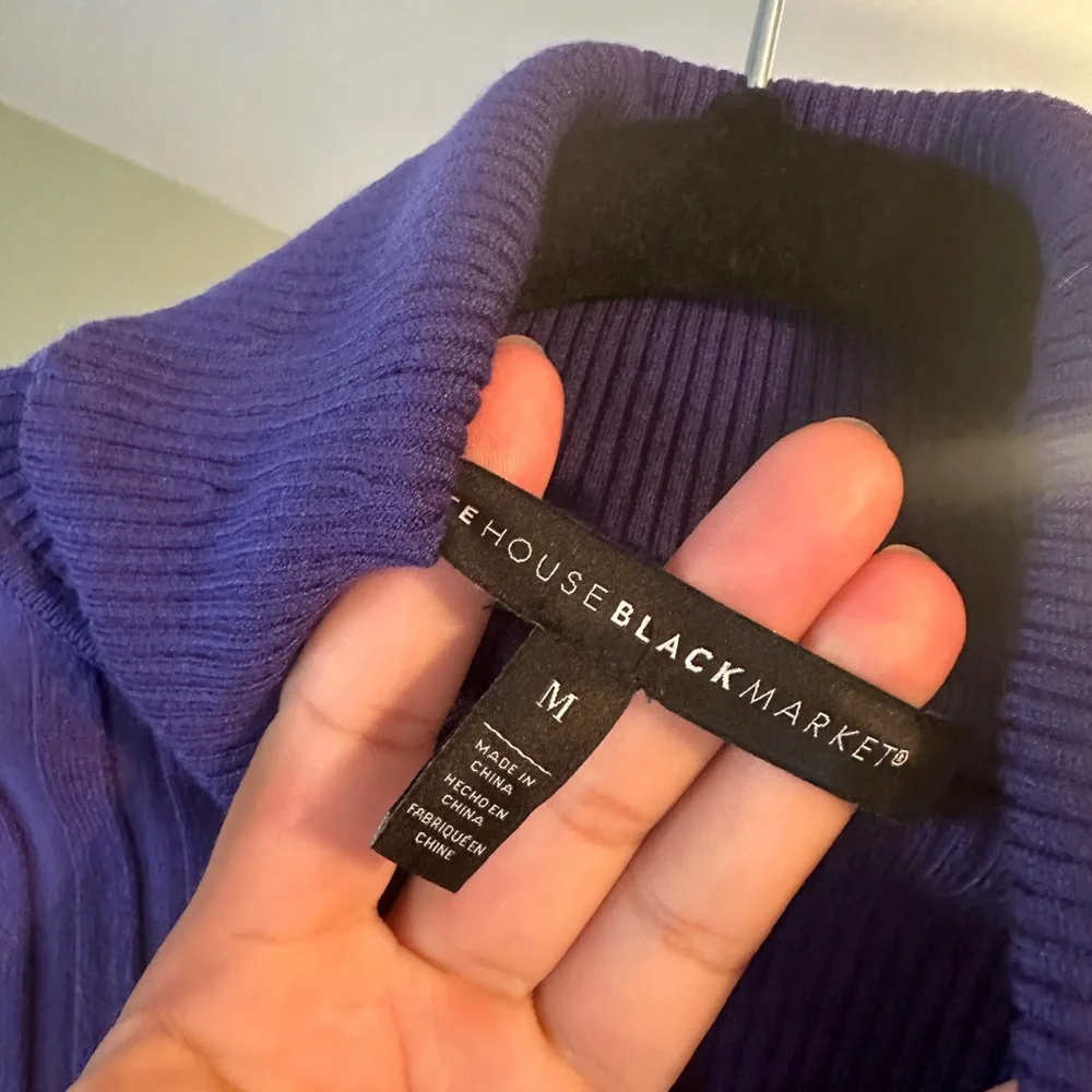 White House Black Market Purple Ribbed Turtleneck Sweater - Picture 7 of 10